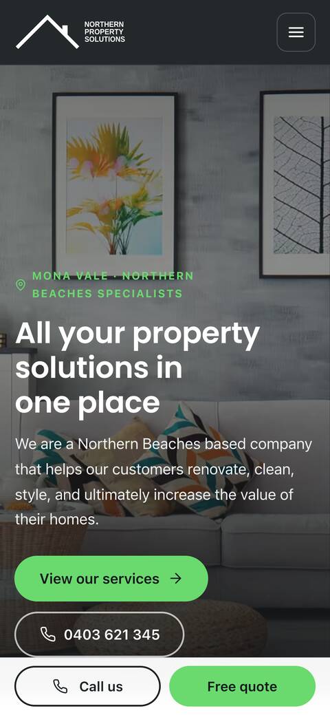 The Northern Property Solutions home page on a phone