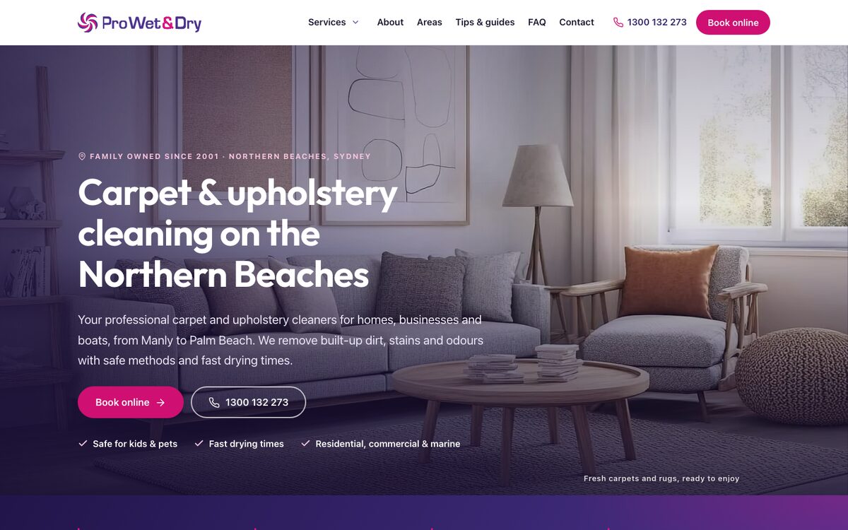 Home page of the Pro Wet & Dry website