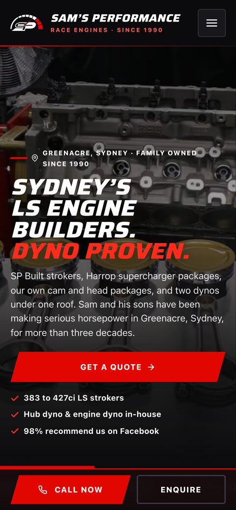 The Sam's Performance website on a phone