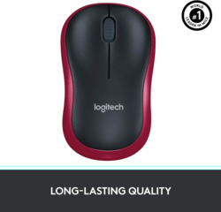 LOGITECH M185 WIRELESS MOUSE -RED, 2.4GHZ USB RECEIVER, PLUG AND PLAY - 3YR WTY