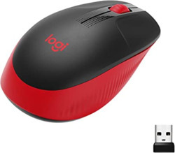 LOGITECH M190 WIRELESS MOUSE PLUG AND PLAY, 2.4GHZ NANO RECEIVER  - RED - 1YR WTY