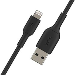 BELKIN 2M USB-A TO LIGHTNING CHARGE/SYNC CABLE, MFi, BLK, 2 YR WTY