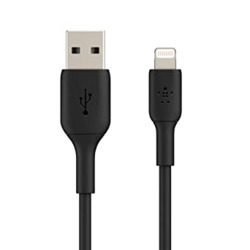 BELKIN 3M USB-A TO LIGHTNING CHARGE/SYNC CABLE, MFi, BLACK, 1 YR WTY