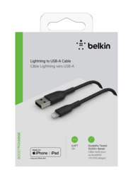 BELKIN 1M USB-A TO LIGHTNING CHARGE/SYNC CABLE, BRAIDED, BLACK, 2 YRS