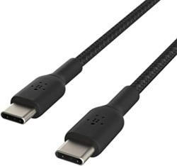 BELKIN BOOSTCHARGE 1M USB-C TO USB-C CHARGE/SYNC CABLE, BRAIDED, BLACK, 2 YRS