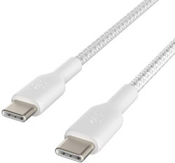 BELKIN BOOSTCHARGE 1M USB-C TO USB-C CHARGE/SYNC CABLE,  BRAIDED, WHITE, 2 YRS