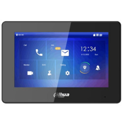 DAHUA IP 2 WIRE INDOOR MONITOR,BLACK,7"TOUCH,POE,MICRO SD SLOT,SURFACE,3YR